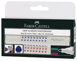 Faber-Castell 158304 - Whiteboardmarker GRIP, 4er Etui,  Inhalt: rot, blau, grün und schwarz - 1