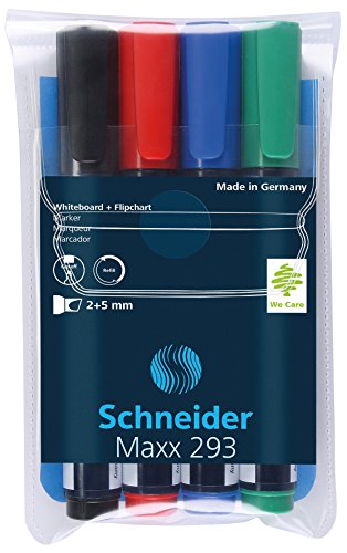Schneider 293 Board-/Flipchartmarker (nachfüllbar, 2 - 5 mm) 4er Etui schwarz/rot/blau/grün - 1