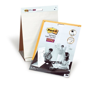 Post-it 563R Super Sticky Meeting Chart, 1 Block 20 Blatt mit Aufsteller, zu 30% aus Altpapier, 50,8 x 58,4 cm, weiß - 